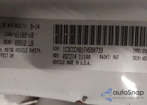 2015 Chrysler 200 Limited from USA, damaged, VIN 1C3CCCAB1FN590733